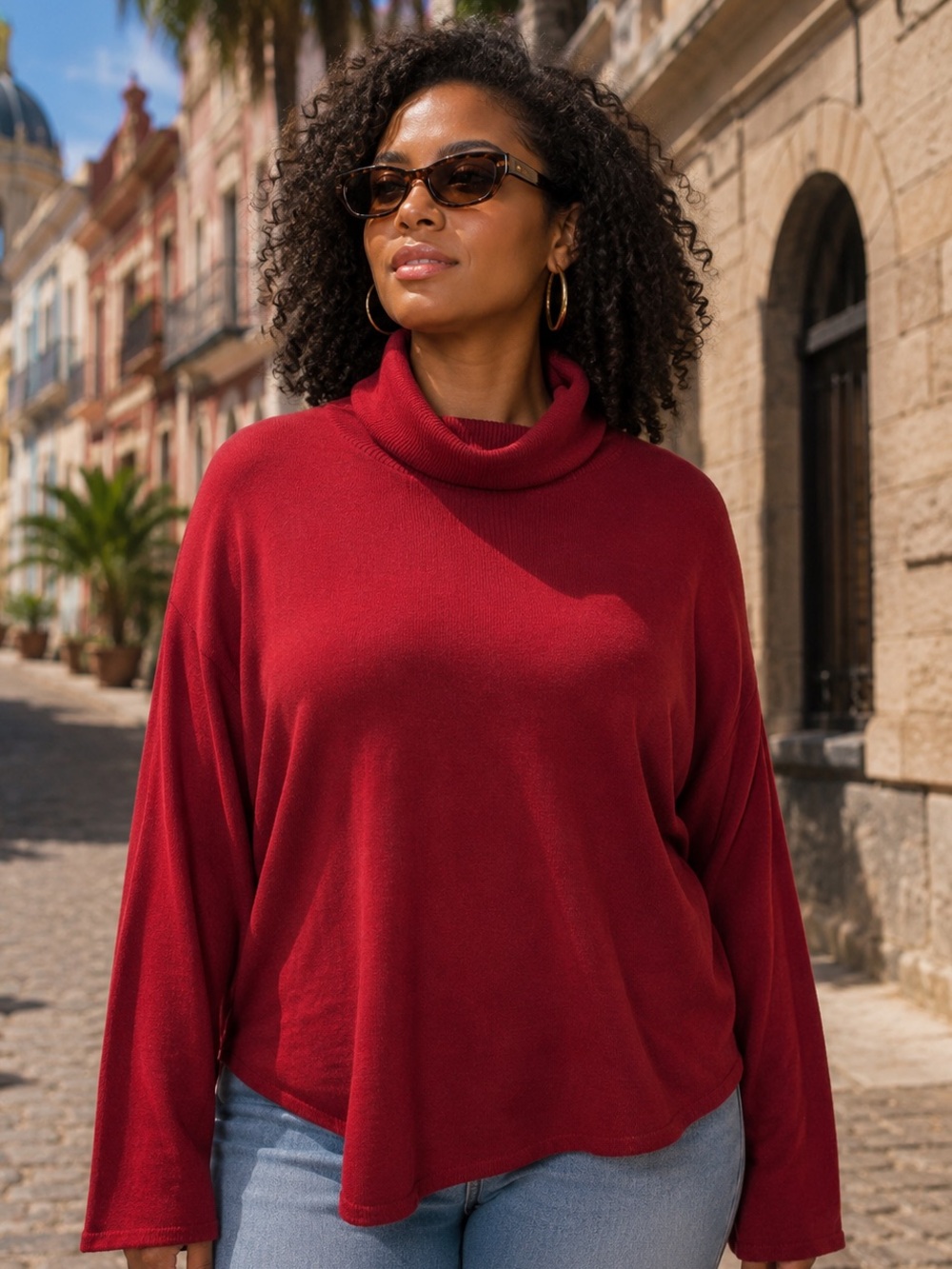 Karen Scott Vibrant Red Cowl Neck Sweater - Picture 1 of 10